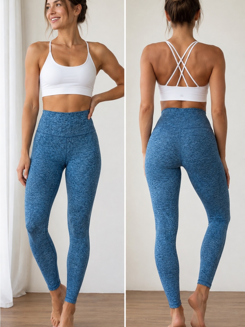Beyond Yoga Heathered Blue High-Rise Leggings